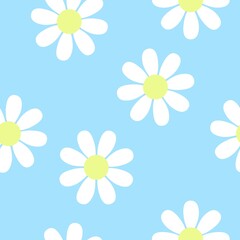 Obraz premium Flowers Pattern. Blue seamless pattern with flowers