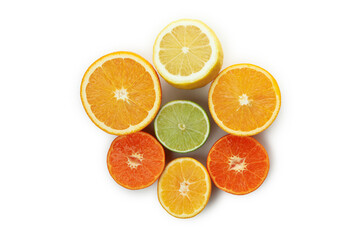 Fresh ripe grapefruits isolated on white background