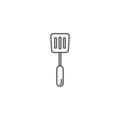 Black line Spatula icon isolated on white background. Kitchen spatula icon. BBQ spatula sign. Barbecue and grill tool. Set icons colorful circle buttons. Vector Illustration