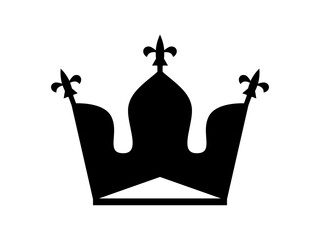 Black crown flat style isolated on a white background. Vector stock illustration for card or poster