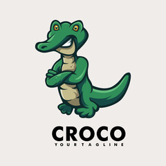 Crocodile mascot cartoon logo character design illustration vector