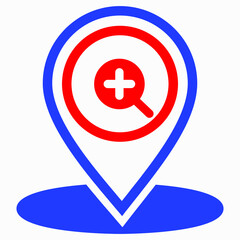 Fototapeta premium Finding a location. Magnifier icon and location. Zoom in. Vector icon.