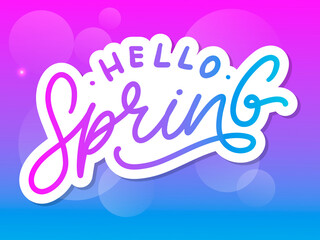 Hello Spring Flowers Text Background Frame lettering slogan