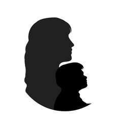 Vector mother silhouette with child.Happy Mothers Day.