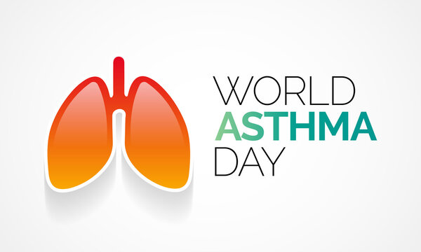 World Asthma day is observed each year in May. it is a disease that affects the lungs. It is one of the most common long-term diseases of children, but adults can have asthma too. Vector illustration.