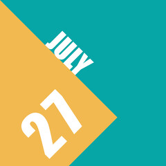 july 27th. Day 27 of month,illustration of date inscription on orange and blue background summer month, day of the year concept