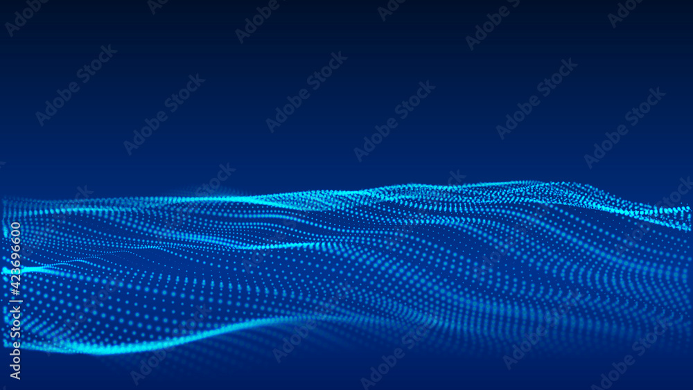 Poster artificial intelligence concept. big data visualization. blue cyber technology wave. vector illustra