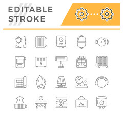 Set line icons of heating