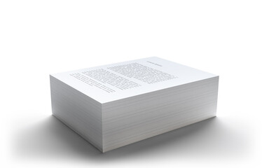 Neat stack of paper sheets isolated on white background. Documents. 3d illustration
