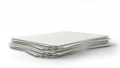 A disorderly stack of paper sheets isolated on a white background. 3d illustration