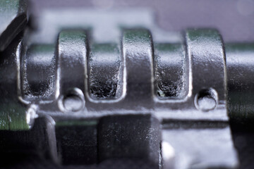 The muzzle of a rifle. Close-up view.