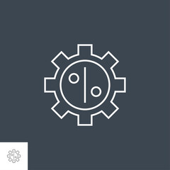 Gear Related Vector Thin Line Icon. Isolated on Black Background. Editable Stroke. Vector Illustration.