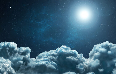 Beautiful clouds against the night sky and stars