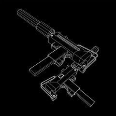 Submachine gun modern firearms pistol with silencer