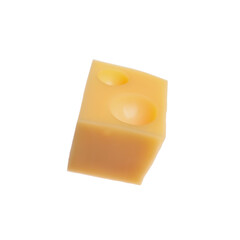Piece of cheese with holes isolated on white