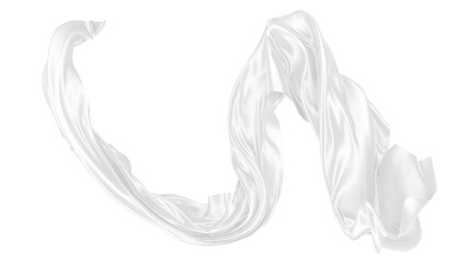 Obraz premium Beautiful flowing fabric of white wavy silk or satin. 3d rendering image.