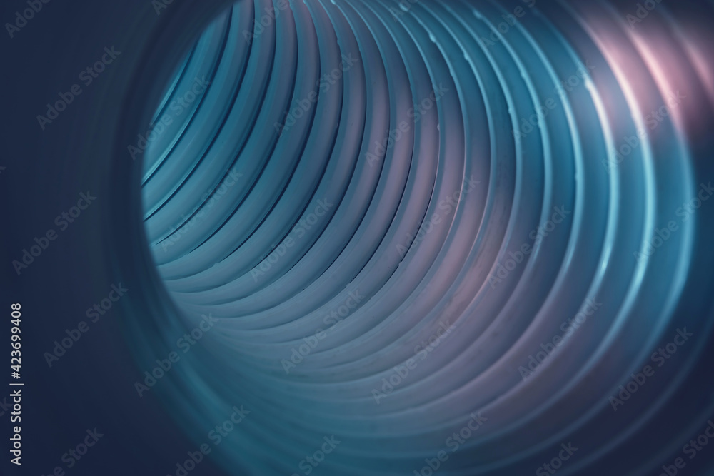 Poster Beautiful round abstract blue tunnel with color light on a background pattern textured ford design.