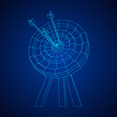 Archery target. Arrows hit round target goal concept
