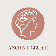 Ancient Greece logo, portrait of greek god