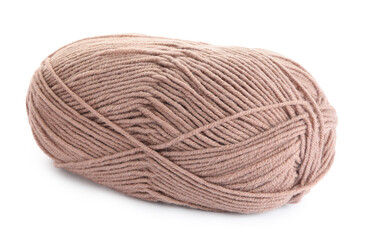 Soft brown woolen yarn isolated on white