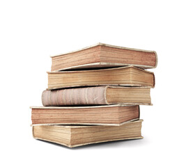 A pile of old books isolated on white background. 3d illustration
