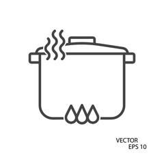 Pot flat icon. Pictogram for web. Line stroke. Isolated on white background. Vector eps10