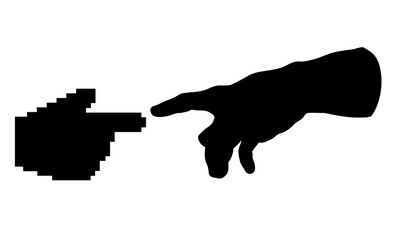 Hands of the creation of Adam. Vector drawing