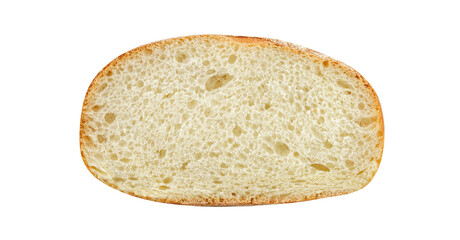 White bread, cut off piece, top view, isolated on white background with clipping path.