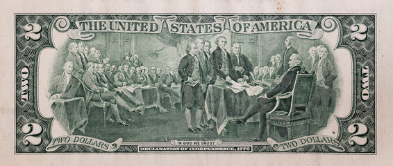 Reverse of 2 US dollar banknote