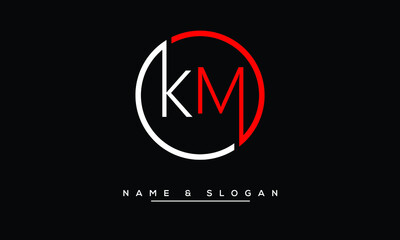 KM, MK, K, M  Abstract Letters Logo Monogram - obrazy, fototapety, plakaty