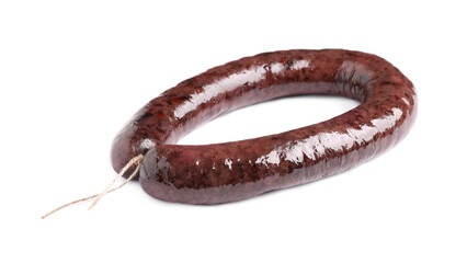 Whole tasty blood sausage isolated on white
