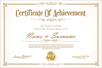 Certificate or diploma retro vintage design 