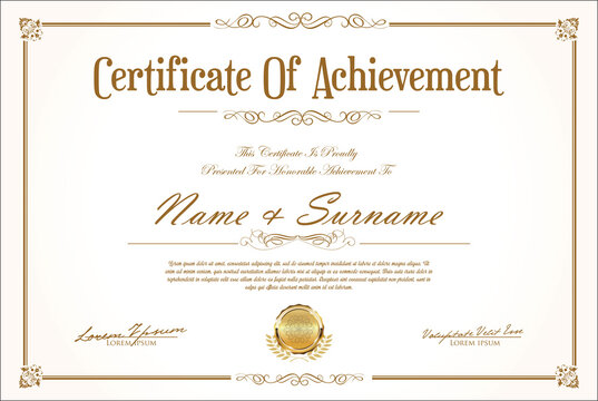 Certificate or diploma retro vintage design 