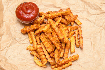 French fries on parchment paper