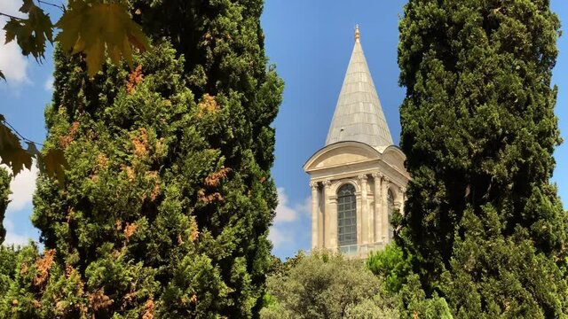 Tower of Justice in Topkapi Palace Istanbul framed by autumnal trees