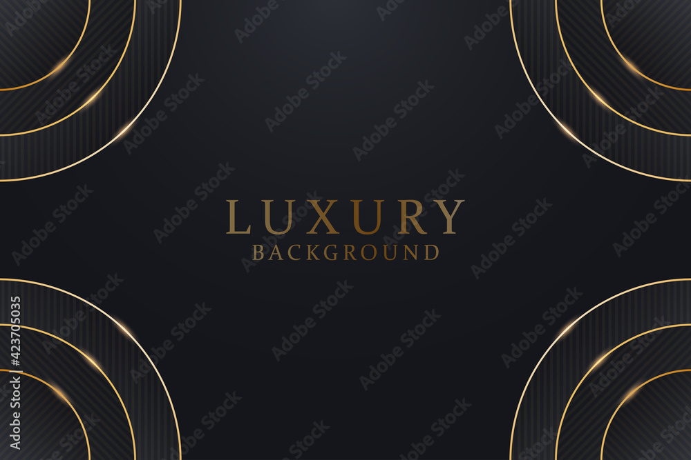 Poster black and gold background template. abstract dark texture background with golden decorations. vector