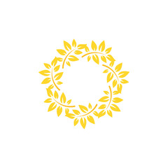 Gold Laurel Wreath Icon. Vector Flat illustrationisolated on white.