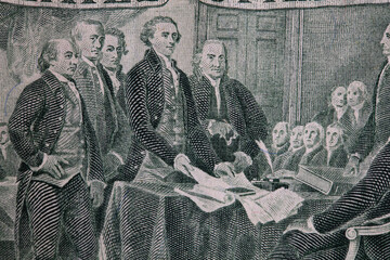 Fragment of reverse of 2 US dollar banknote