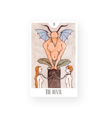 15 悪魔　THE DEVIL　タロット タロットカード 大アルカナ　水彩 イラスト