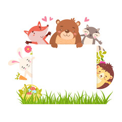 Forest animals border with place for your text.
