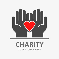 Obraz premium Heart in hands icon. Symbol of solidarity, help, care.