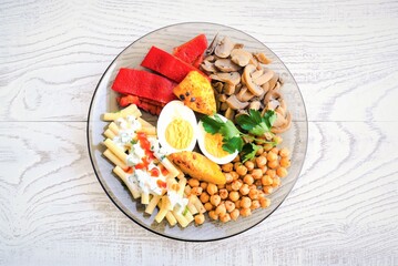 salad with vegetables and cheese