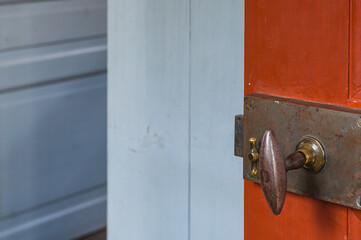 Old metal lock on door