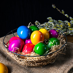 Colorful Easter eggs, an atmospheric decoration