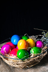Colorful Easter eggs, an atmospheric decoration