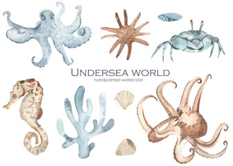 Underwater world watercolor
