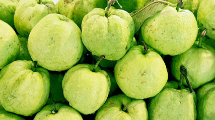 Guava fruit for sale in supermarket, Guava fruit background, tropical Thai fruit, Food available to...