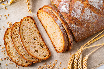 Delicious mixed rye bread, also called gray bread