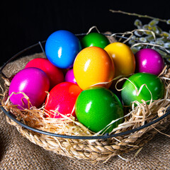 Colorful Easter eggs, an atmospheric decoration