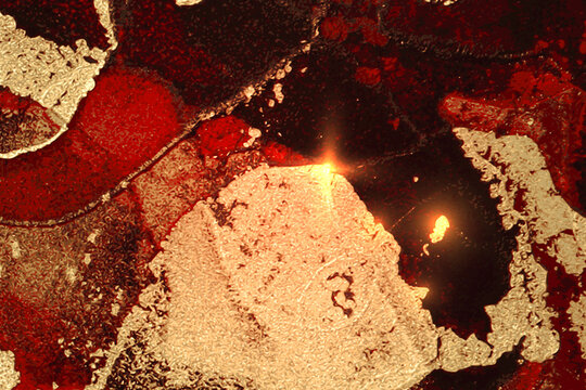 Abstract Gold, Black And Red Marble Texture With Sparkles. Vector Background In Alcohol Ink Technique. Modern Paint With Glitter. Template For Banner, Poster Design. Fluid Art Painting